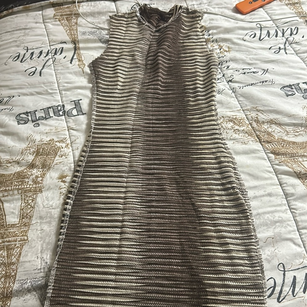See through black and gold dress